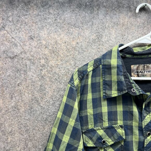 Reeltree Shirt Men 2XL Green Black Plaid Check Western Pearl Snap  XXL Outdoors - Picture 11 of 14